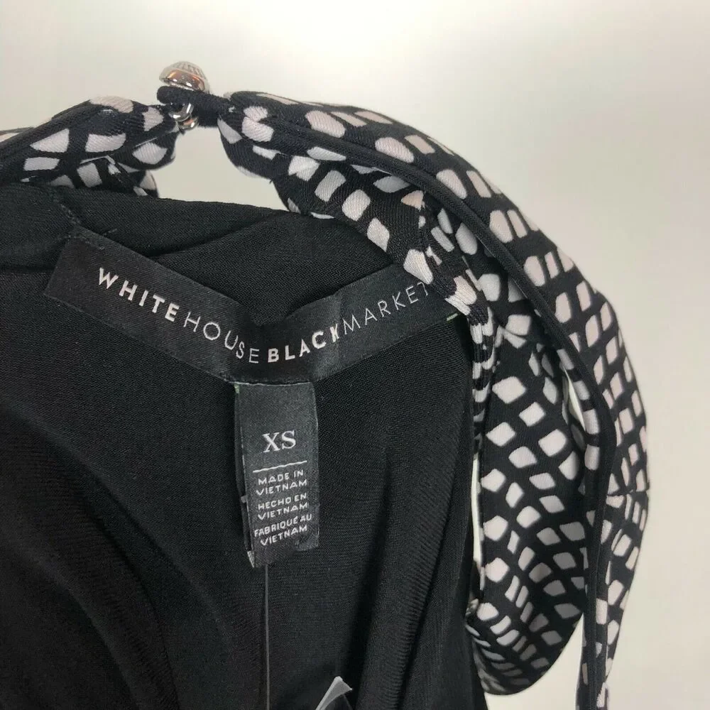 Reversible NWT White House Black Market Print Sleeveless Halter Neck Dress XS - Picture 11 of 12